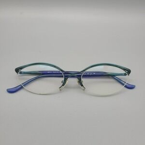 KATA META 55018 BLU Teal Purple Cat Eye Semi Rimless Eyeglass Frames Japan 55-18